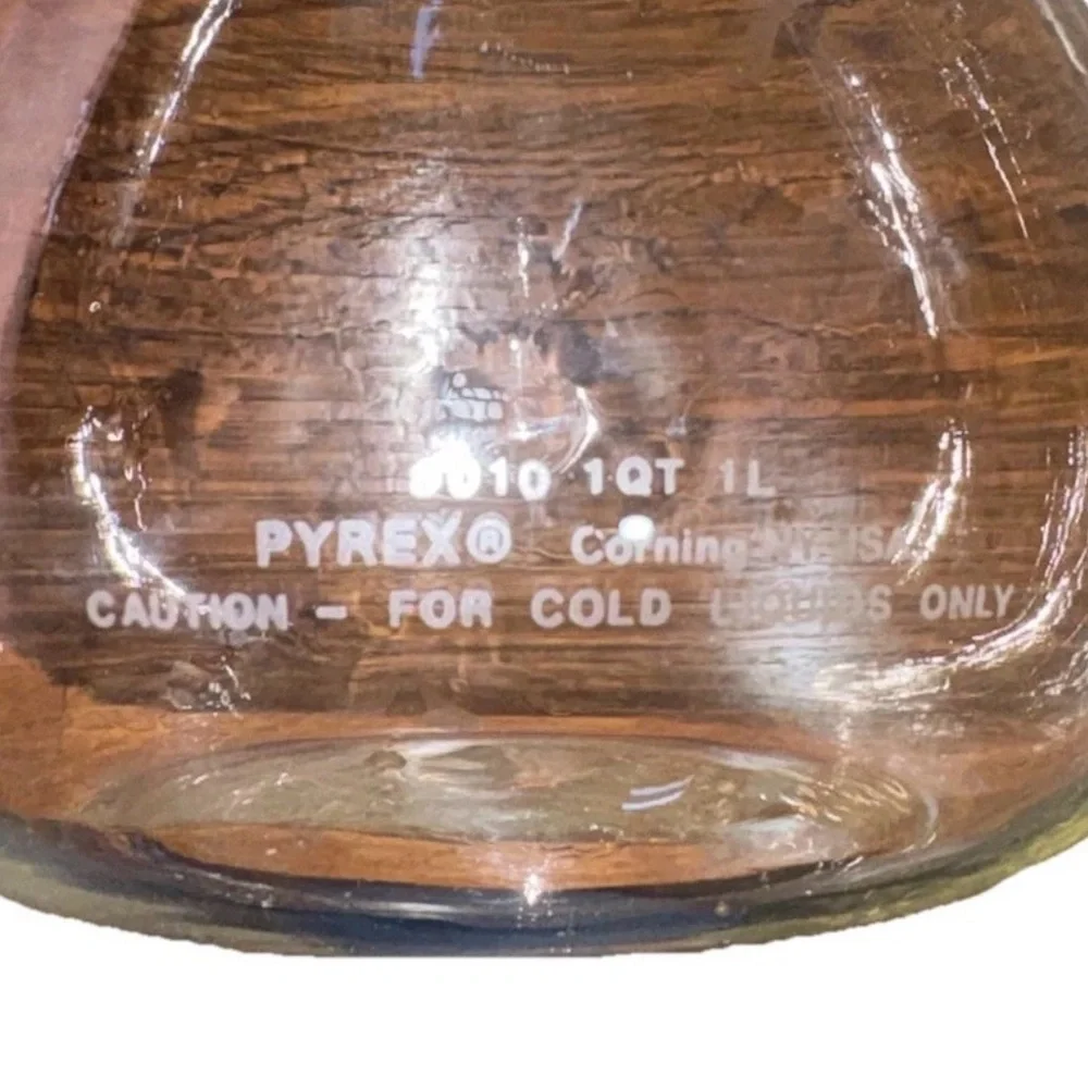 Vintage 1970’s PYREX Glass Carafe with Cork Stopper MCM Wine Decanter